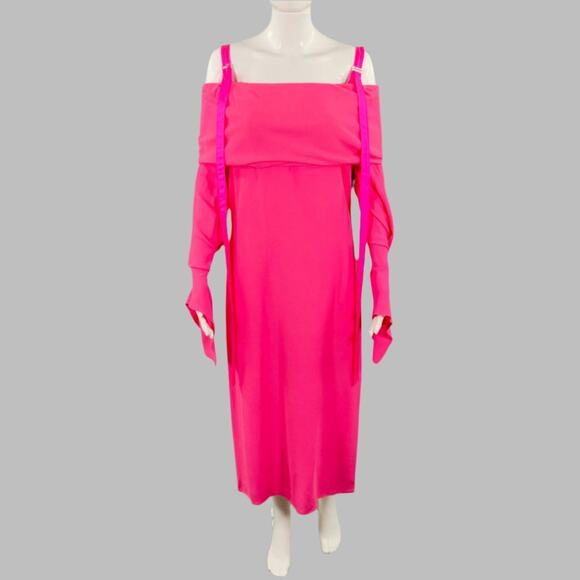 SIES MARJAN Size 4 Pink Crepe Viscose Wool Off Shoulder Dress - Picture 1 of 6